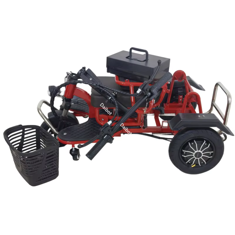 700W puissant Scooter de mobilité à 3 roues avec siège pour personnes âgées pliant Double moteur Scooter électrique avec tige de traction bagages voyage