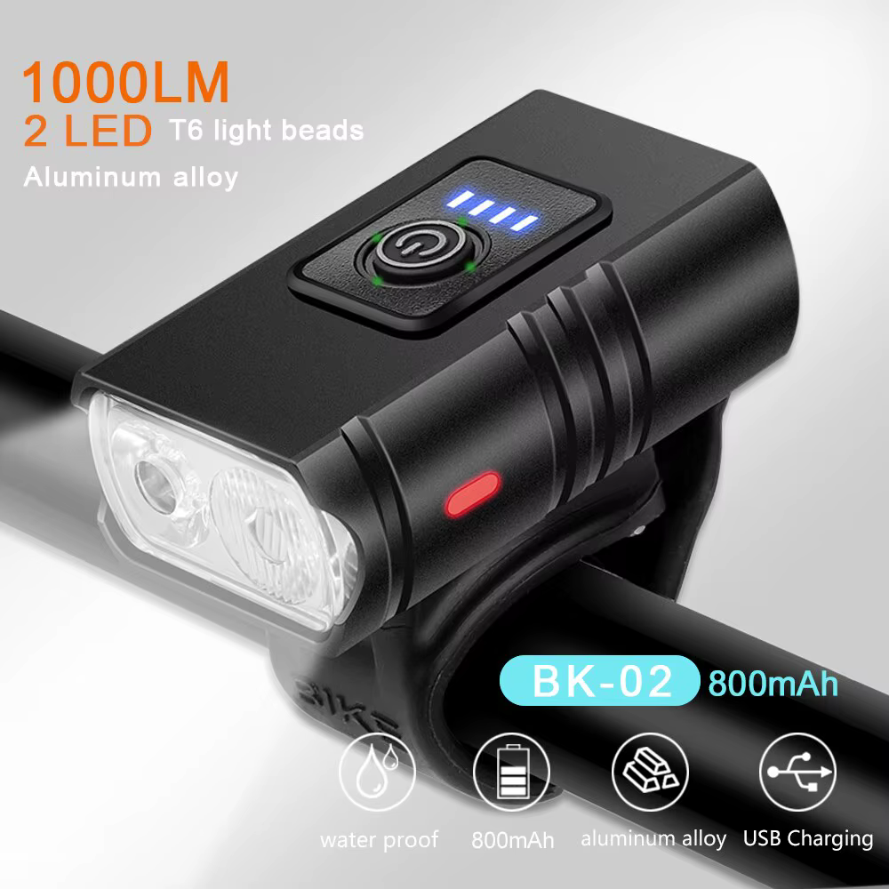 Lampe de poche LED aste USB pour vélo, éclairage avant de vélo, lampe de sauna de vélo, lampe VTT, 6 modes, BK02, T6