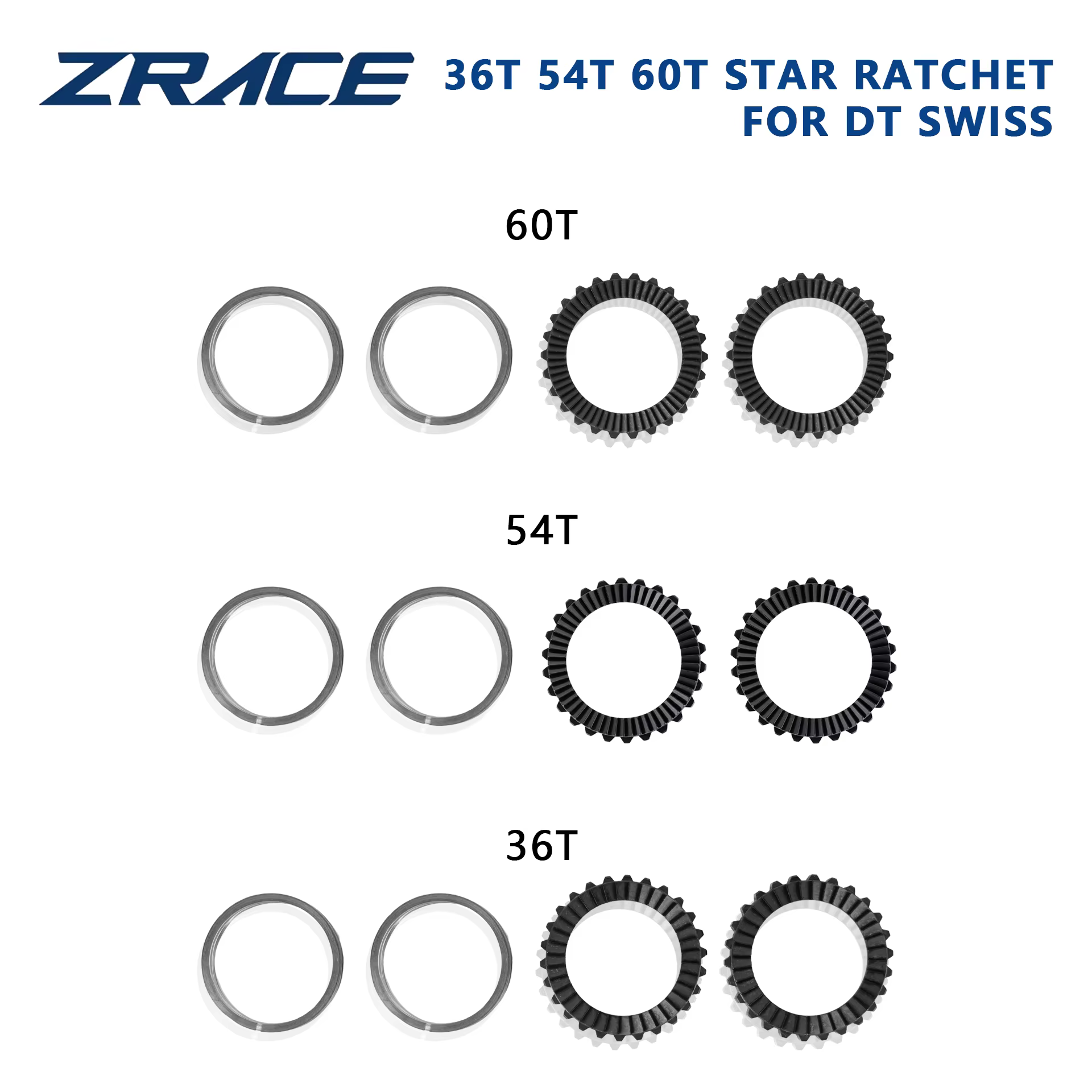 Kit de service de mise à niveau ZRACE Star Ratchet avec revêtement DLC 36T 54T 60T pour moyeu arrière DT Swiss 180 240 350, pièce de rechange à haute performance