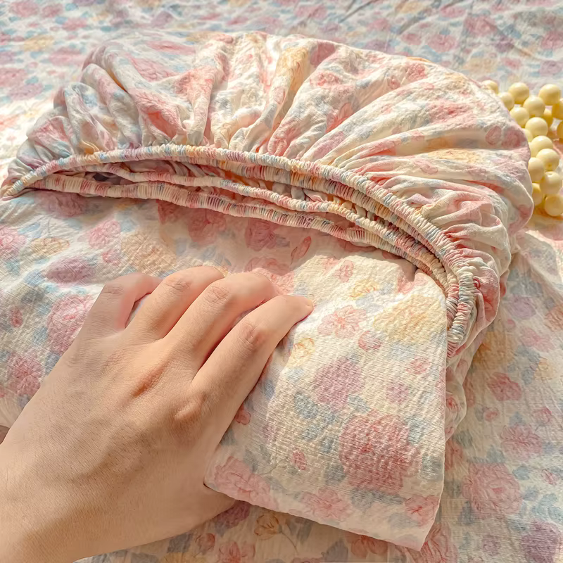 Drap-housse en pur coton double fil, doux et confortable, imprimé floral, protège-matelas de qualité supérieure, respectueux de la peau, drap de lit élastique