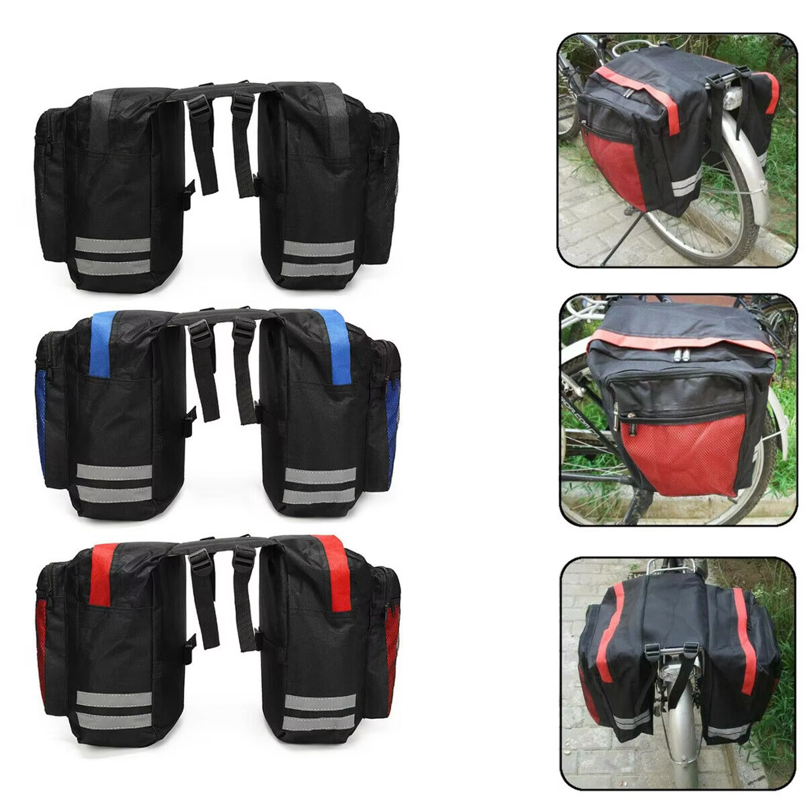 Sac de bagages pour porte-bagages arrière de vélo à double face haute capacité avec sac de voyage durable pour le cyclisme, les trajets quotidiens, les excursions et les voyages à vélo