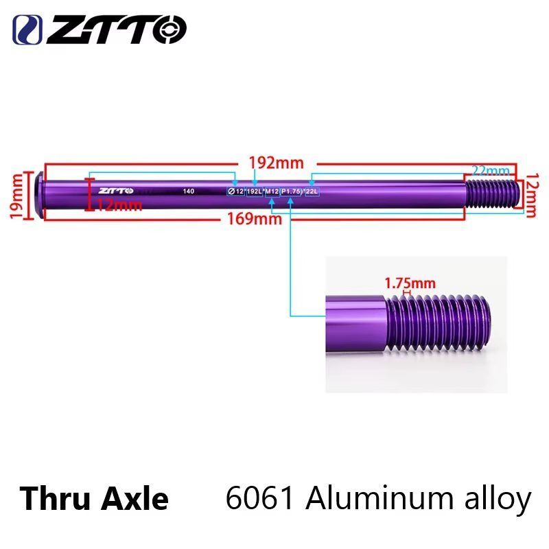 ZTTO Axe traversant violet en alliage d'aluminium 6061 pour VTT