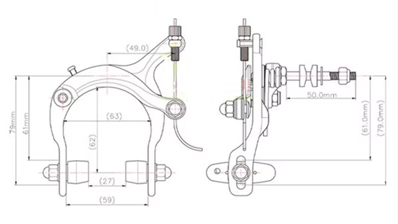 COMPE vélo en alliage d'aluminium étrier de frein 61-79mm double Pivot