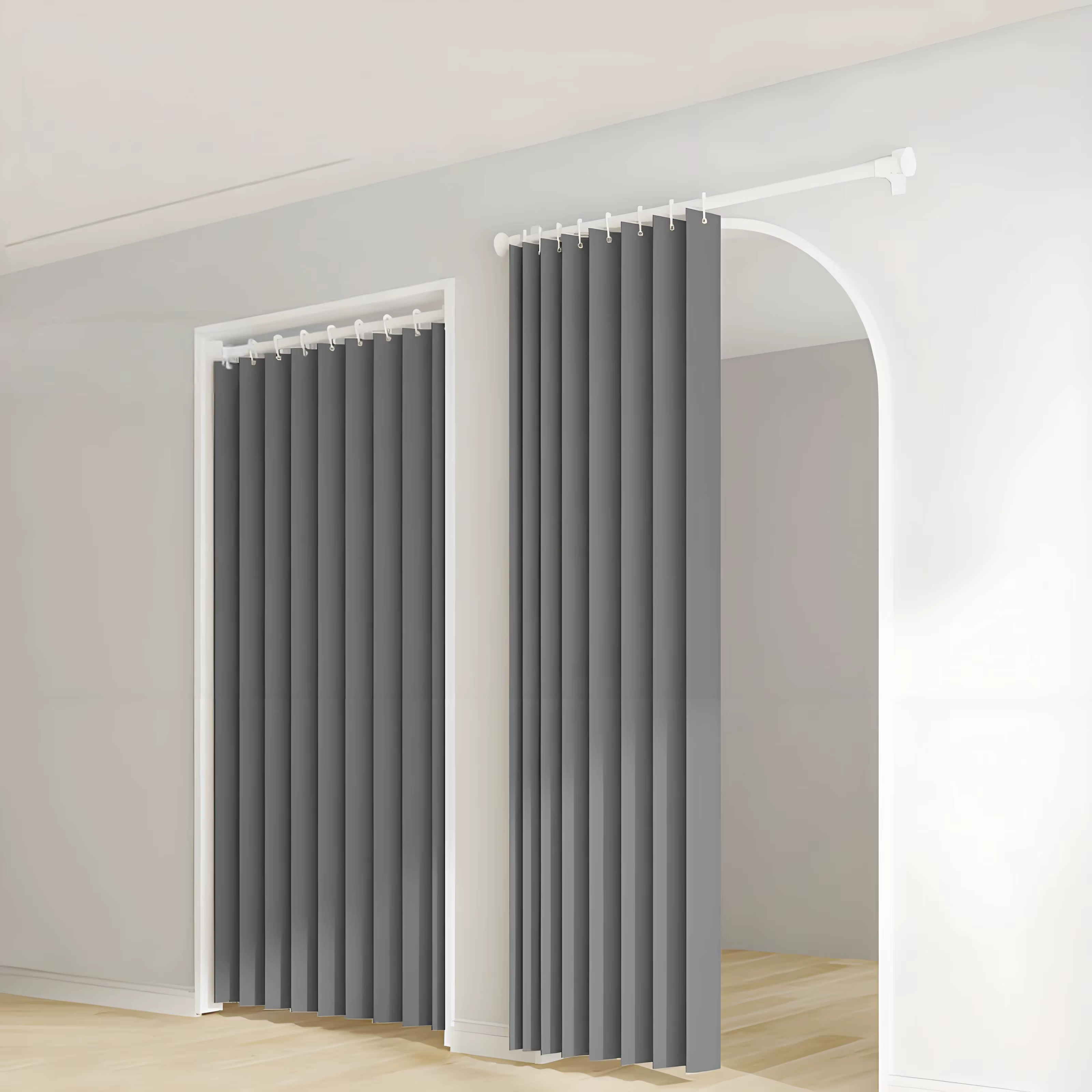 Rideau de séparation pliable pour cuisine et balcon, panneau de séparation souple avec un drapé élégant et un style moderne pour la maison