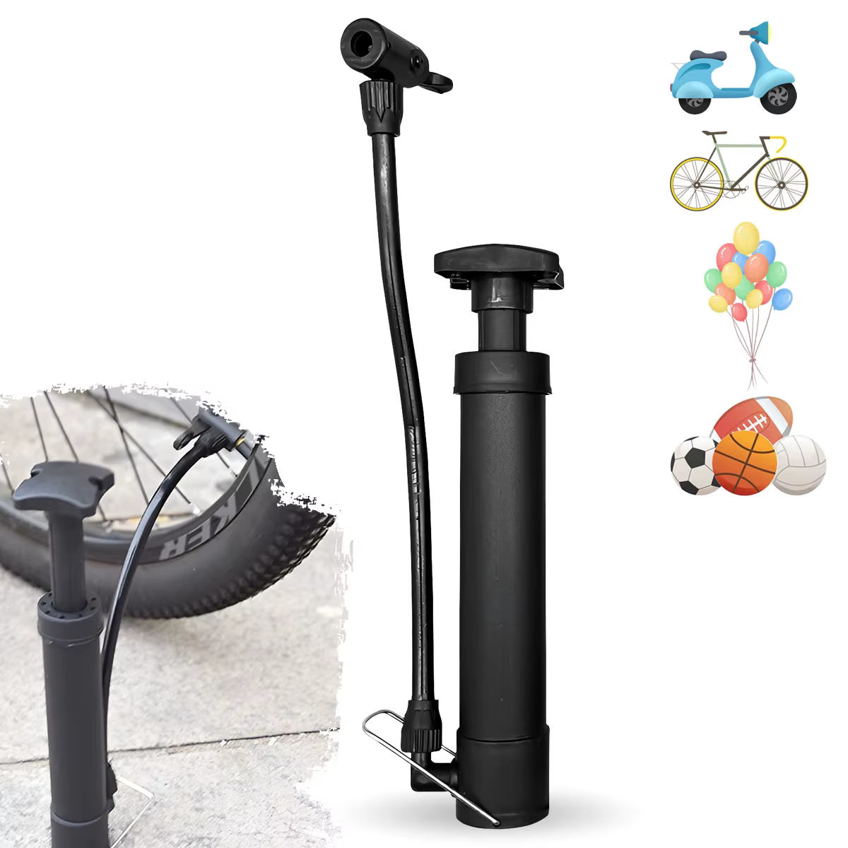 Gonfleur manuel de pompe à air de vélo avec jauge