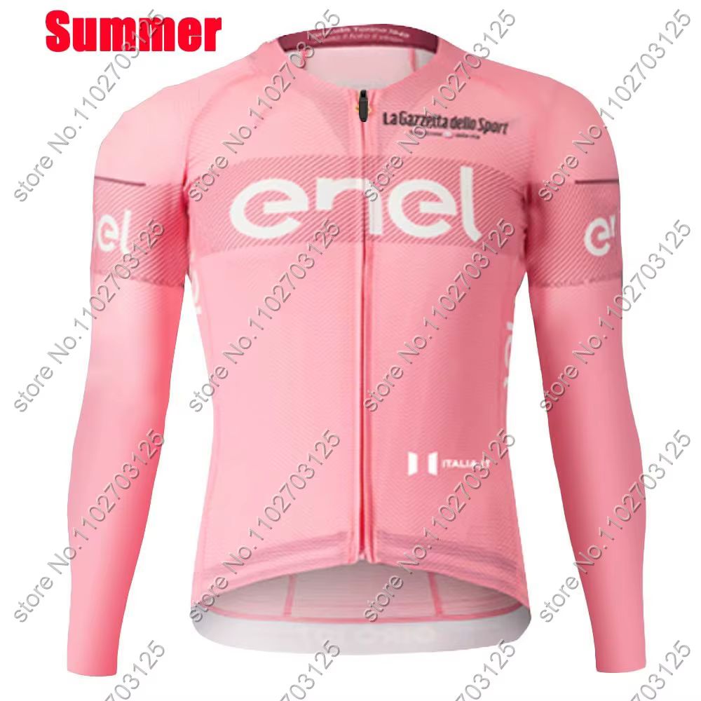 Maillot de cyclisme Tour de l'Italie Rose 2026 Manches longues Bleu Giro-Violet Vêtements de vélo de route Hauts