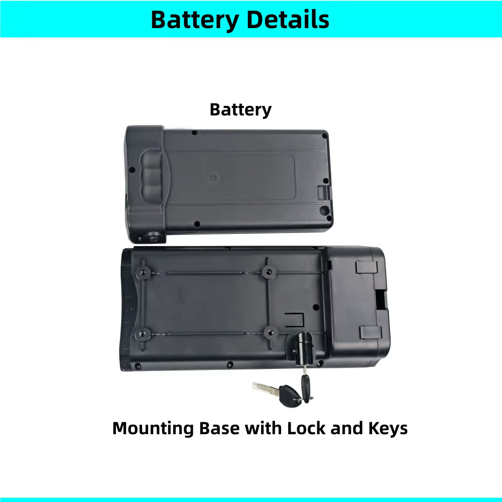 Batterie de vélo électrique de ville de support arrière 36V 6.6Ah 7.5Ah 7.8Ah 10.5Ah 10Ah 24V pour eLife Tourer Regency Apollo Bikemate Txed EC XVI