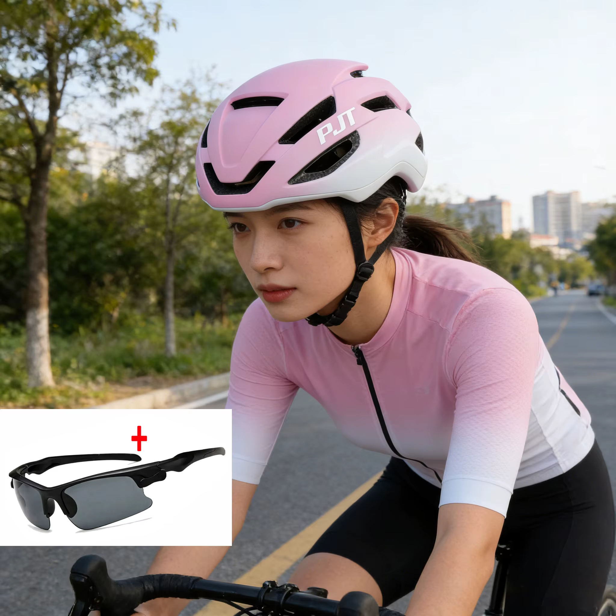 Casque de vélo de route rose PJT