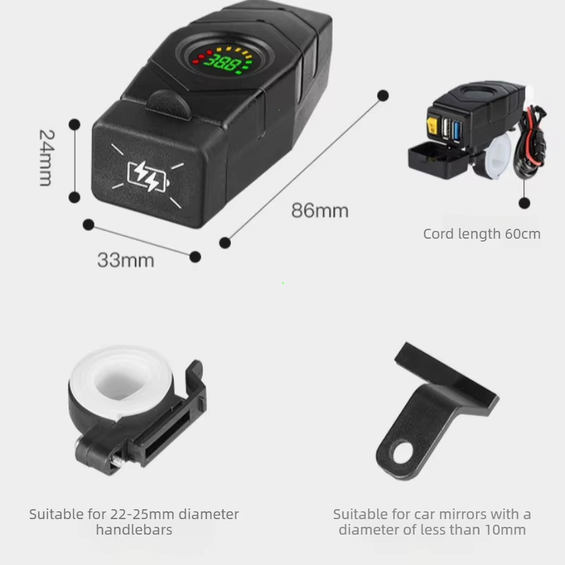 Chargeur USB pour guidon de trottinettes électriques 20-90V