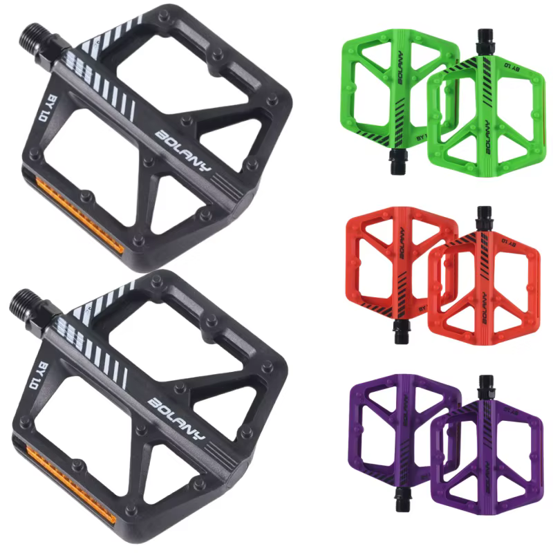 Pédales de vélo en Fiber de Nylon noir vert Orange violet anti-dérapant avec réflecteur pédale à roulements larges