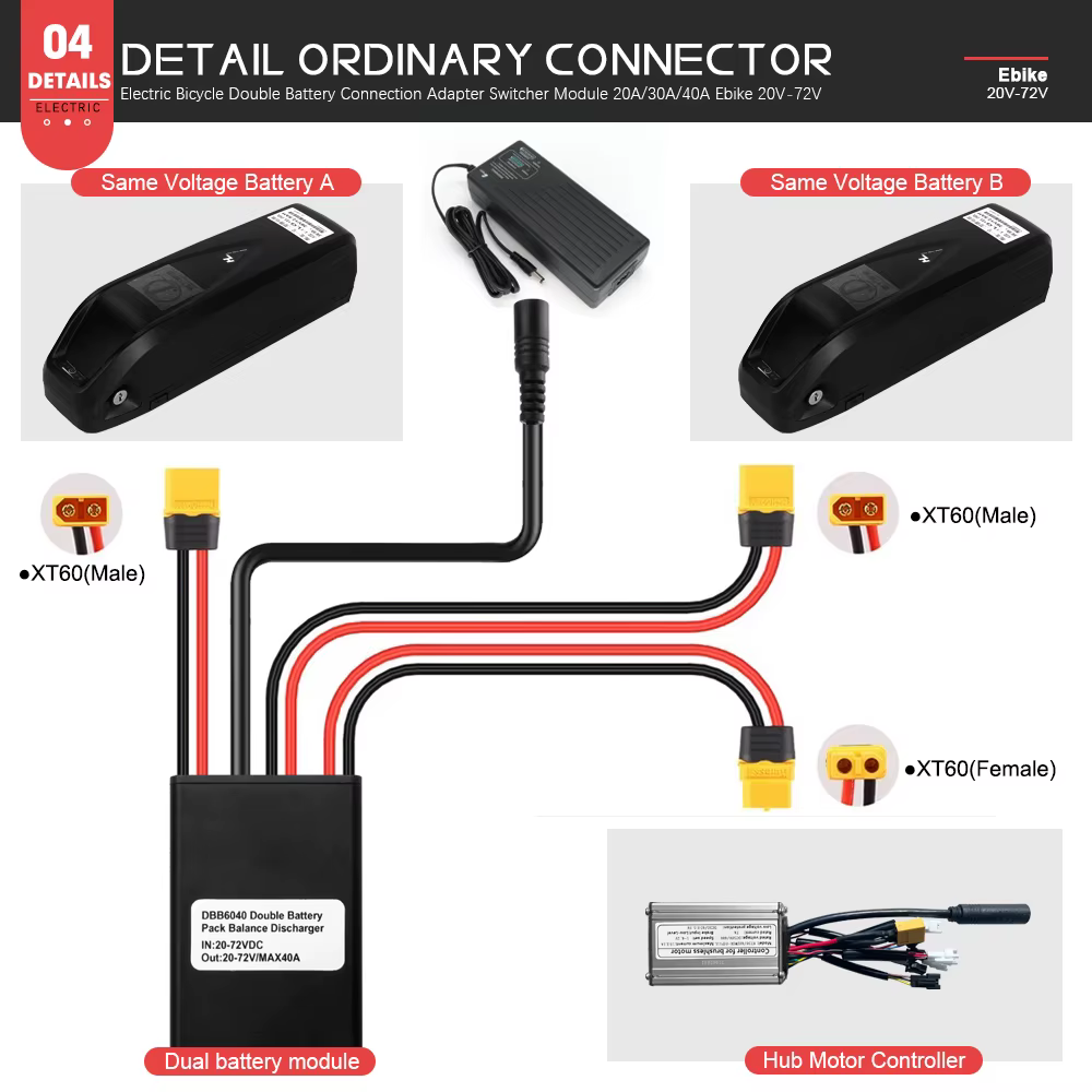 Module de décharge équilibrée de batterie double pour vélo électrique