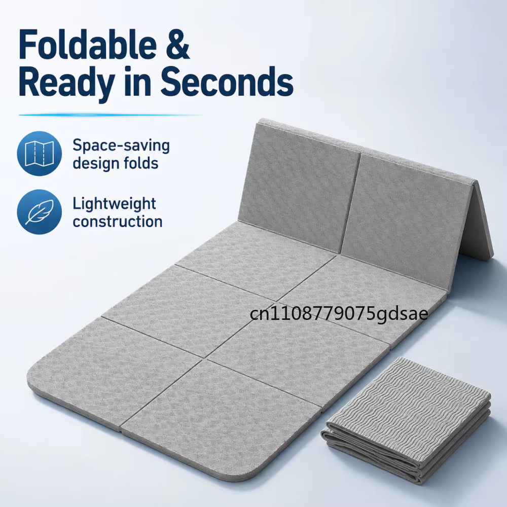 Tapis de yoga pliable, silencieux, écologique, pliable, pour voyage, fitness, exercices, double face, antidérapant, pour Pilates et entraînements au sol, danse