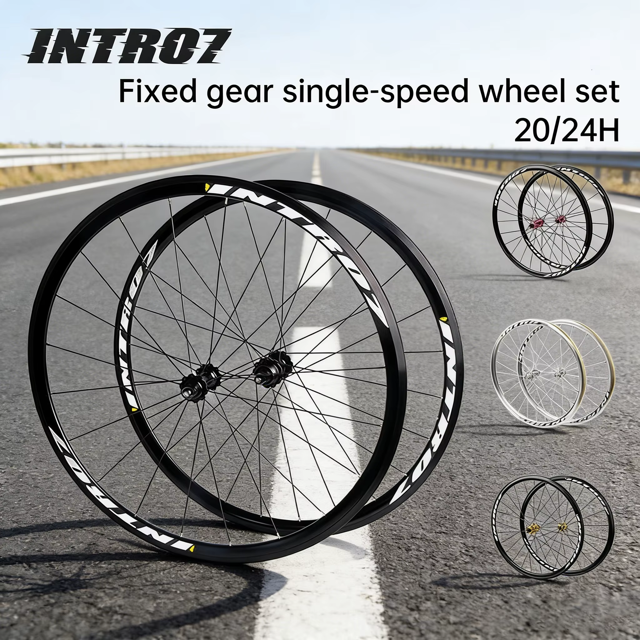 POLSO 700C - Jeu de roues de vélo à pignon fixe 20/24H en alliage d'aluminium avec frein à étrier