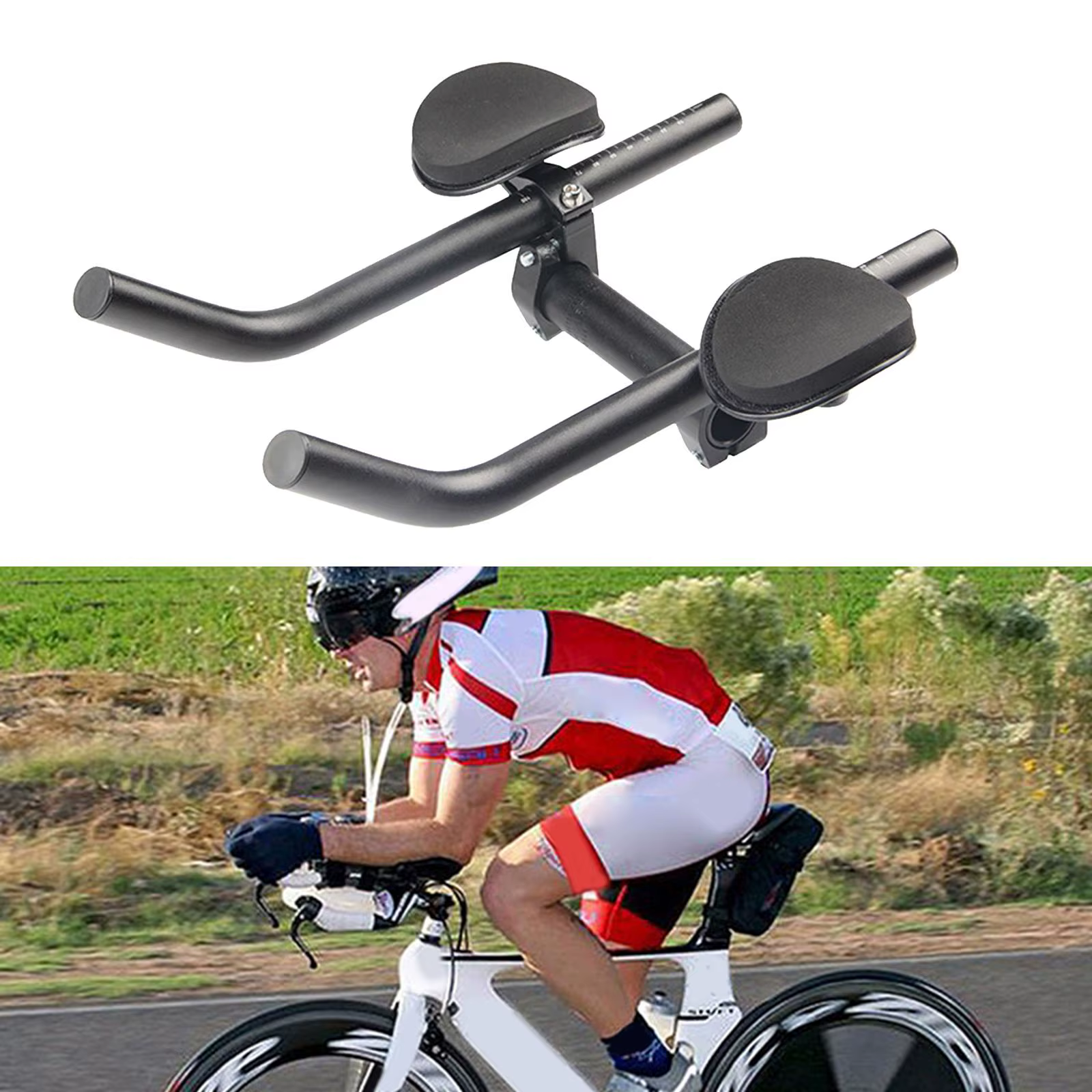 Guidon de vélo VTT aérodynamique détachable avec coussin en éponge pour le triathlon et la longue distance