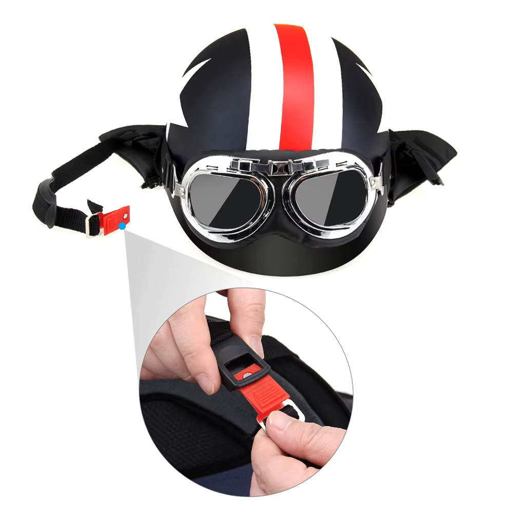 Casque de moto demi-visage ouvert avec lunettes visière écharpe motard Scooter