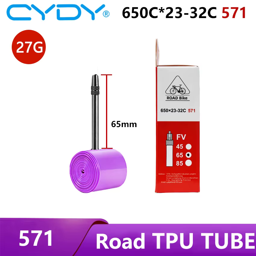 CYDY vélo de route TPU chambre à air 650x23C 25C 26C 27C 28C 30C 32C