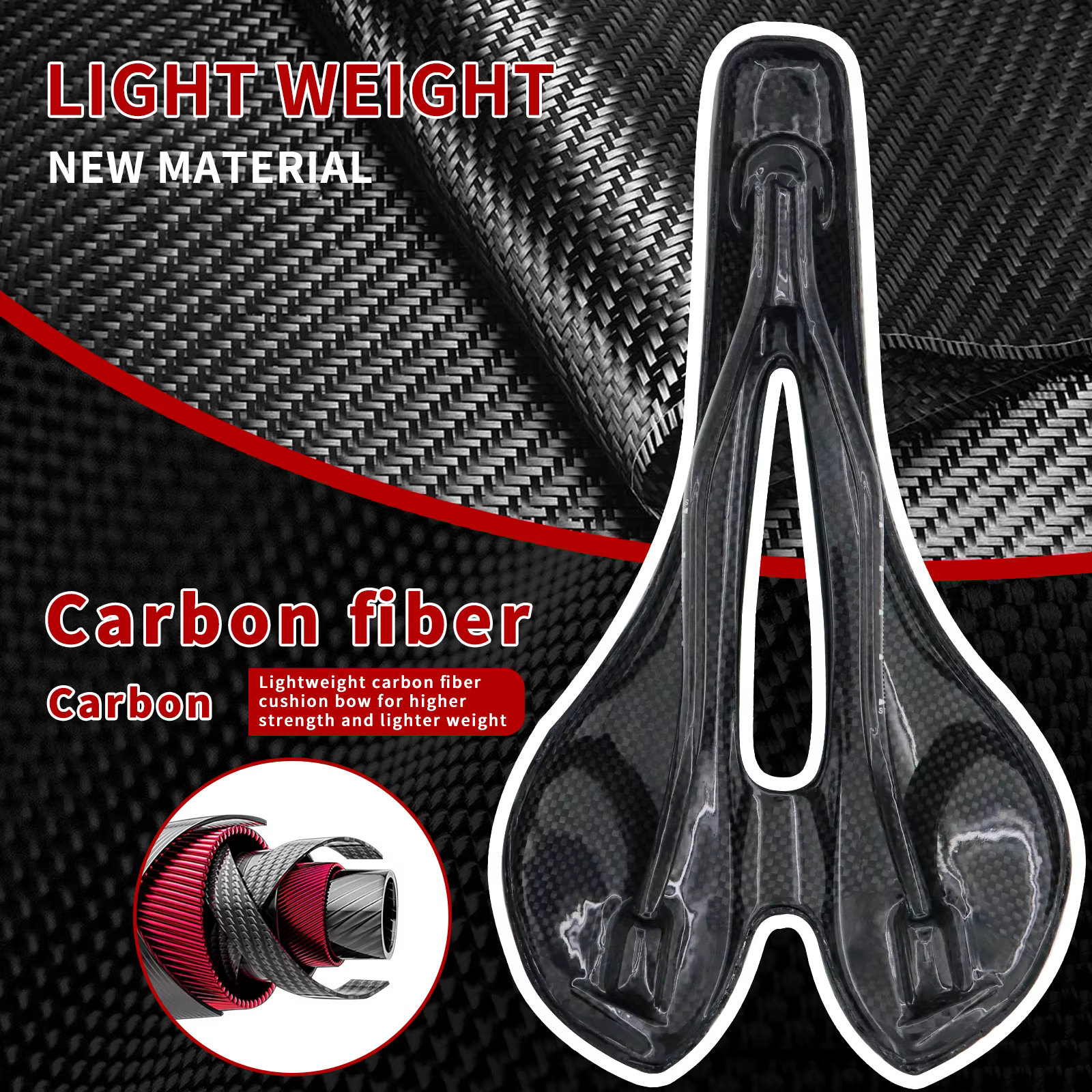 KOCEVLO 3D imprimé selle de vélo en Fiber de carbone creux confortable respirant 275*143mm style classique selles