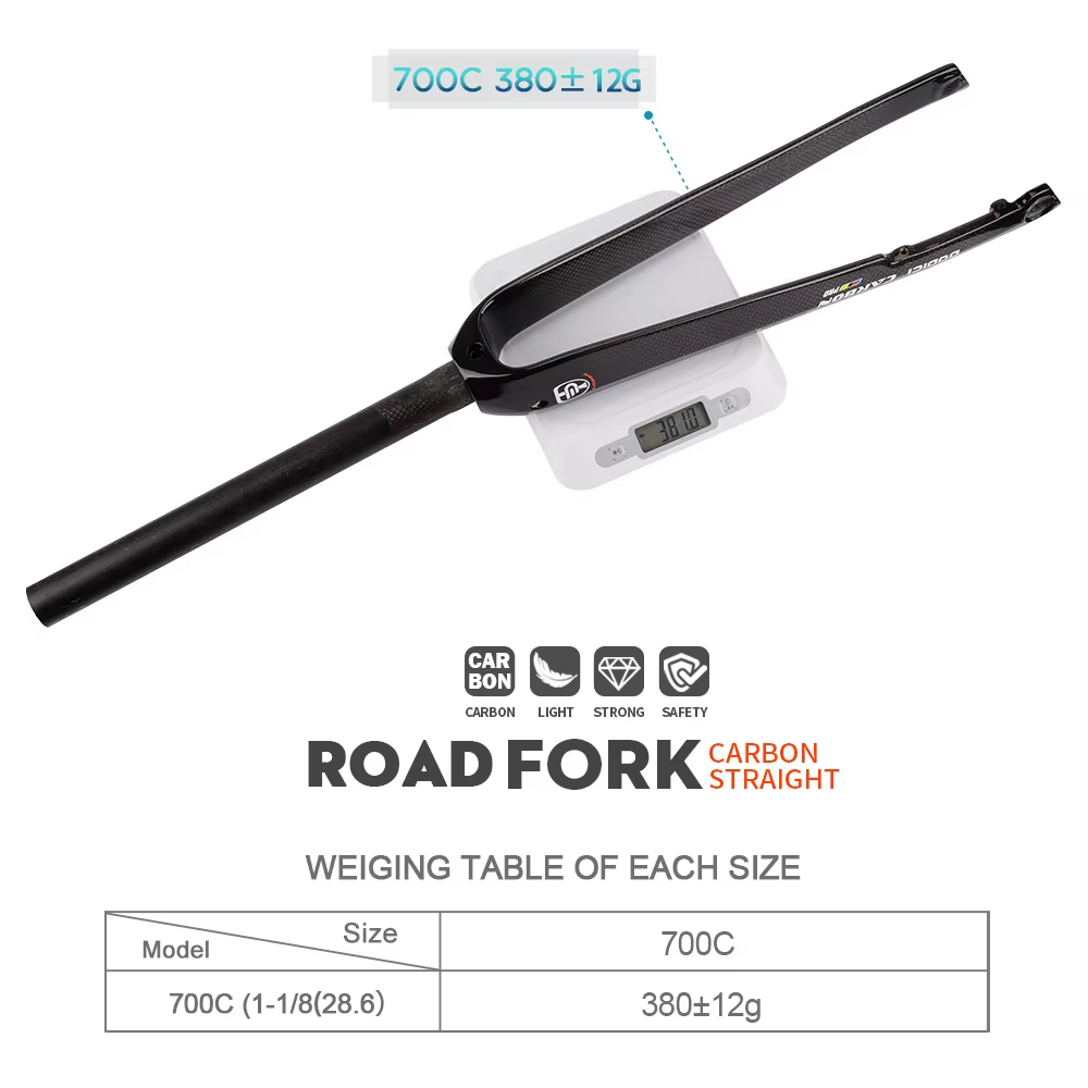 DODICI fourche avant de vélo ultralégère en Fiber de carbone Tube droit