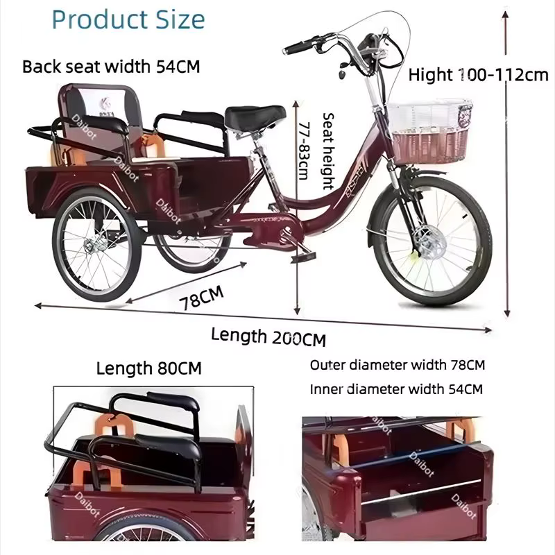 Tricycle électrique longue portée pour femme avec passagers