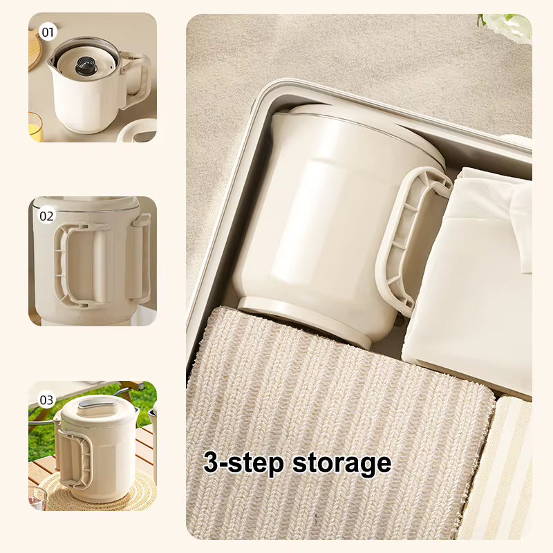 Nouveau 800ml 3 in1 bouilloire électrique 304 en acier inoxydable pliant bouilloire de voyage Portable ménage multi-fonction marmite marmite