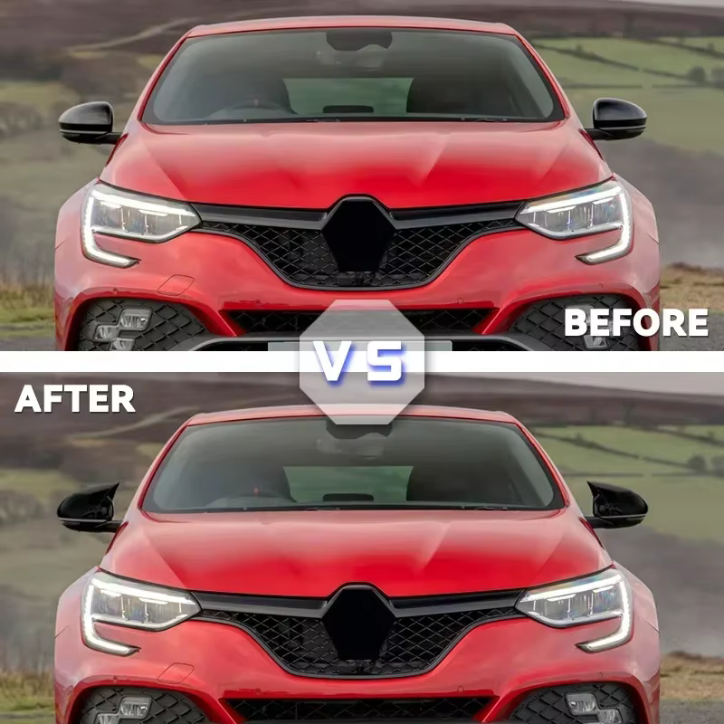 Pour Renault Megane 4 2016 2017 2018 2019 2020, accessoire de coque de rétroviseur, étui noir brillant, protection de voiture