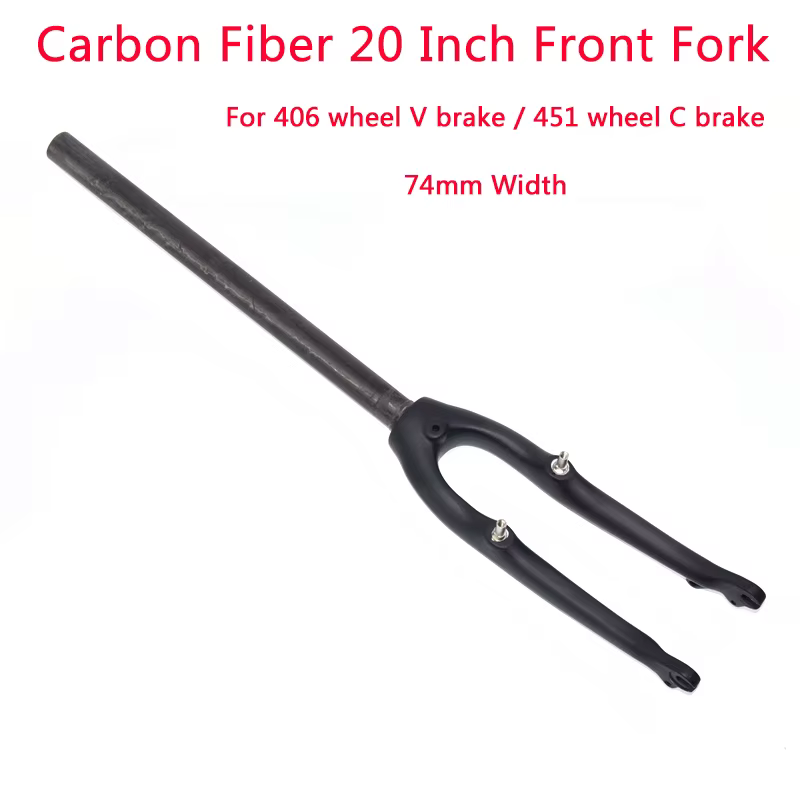 Vélo pliant UD fourche avant entièrement en Fiber de carbone V + C frein 20er 406/451 74mm
