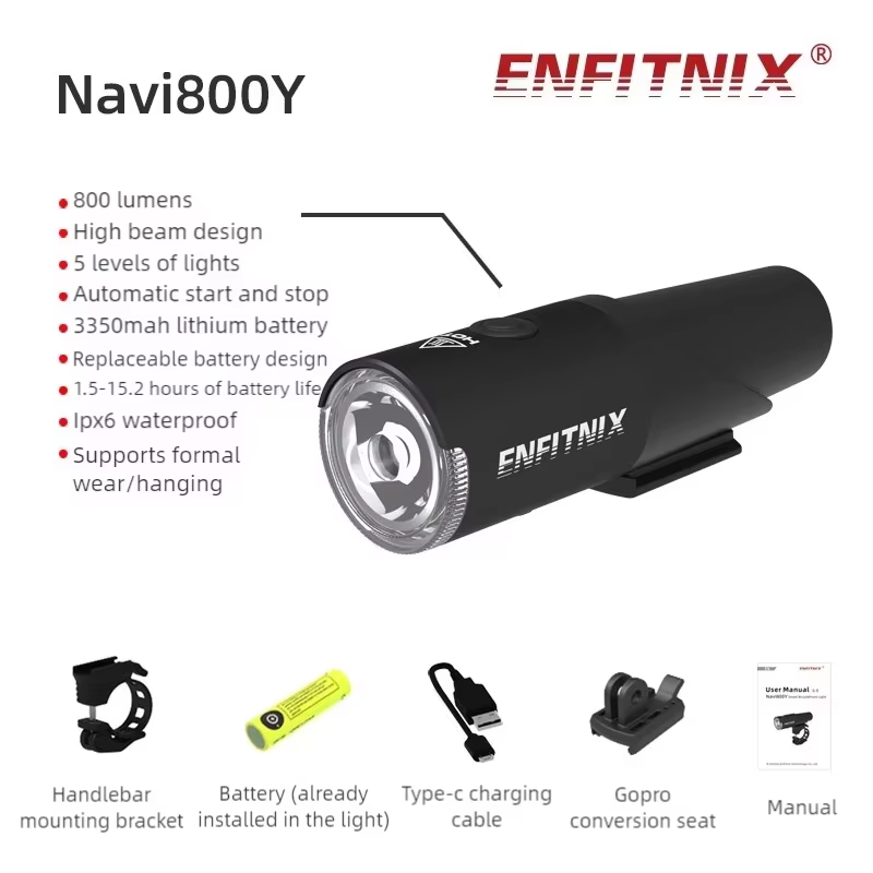 Phare intelligent pour vélo Enfitnix Navi800Y
