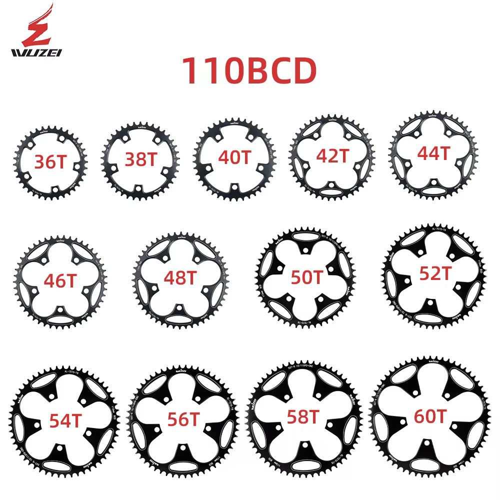 WUZEI vélo de route 110/130BCD plateau 36/38/40/42/44/46/48/50/52/54/56/58/60T 110BCD/130BCD route/doli de manivelle