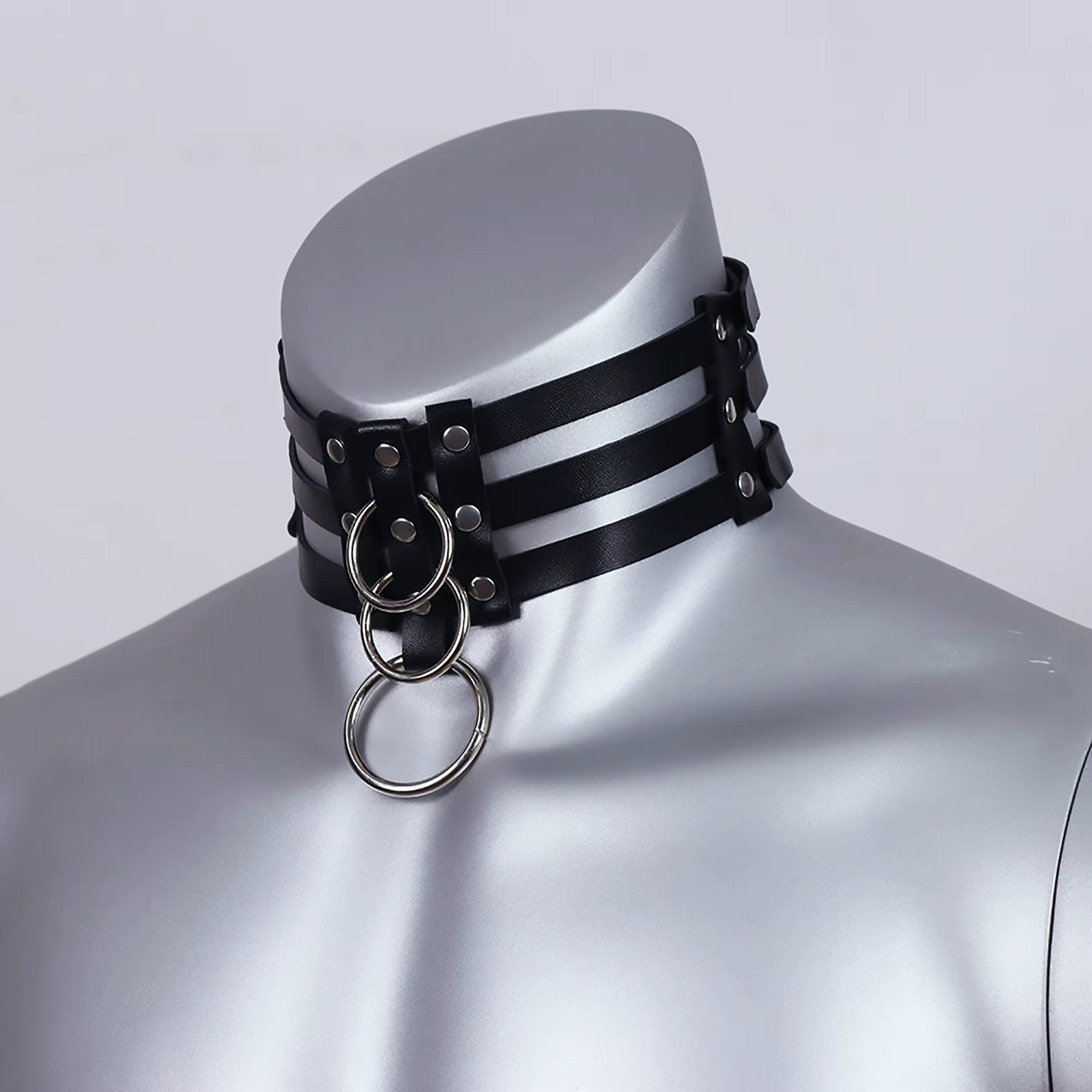 Collier ras du cou gothique ajustable en cuir PU avec clous métalliques pour le quotidien, les fêtes, les célébrations, accessoire de fête