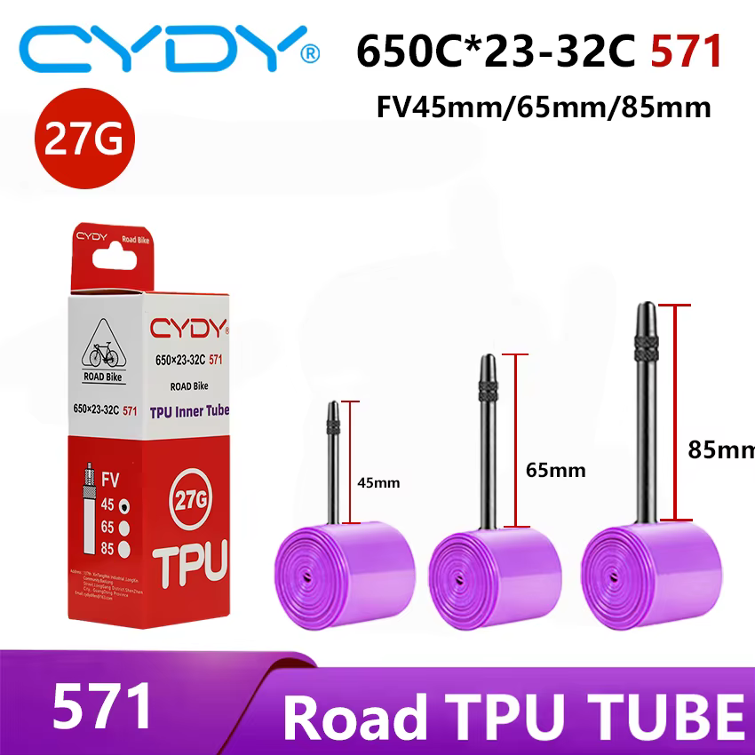 CYDY vélo de route TPU chambre à air 650x23C 25C 26C 27C 28C 30C 32C