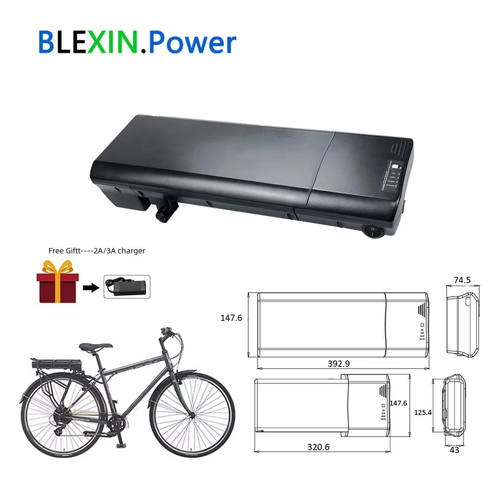 36V 10.4Ah 12ah 14ah support arrière E batterie de vélo 24V 48V 10.5ah pour O2Feel Move CRS assistance hybride