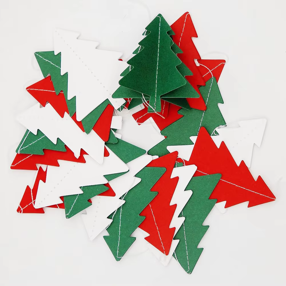 Banderoles en papier pour arbre de noël, 5 pièces, 10.4 pieds, rouge, blanc, vert, bannière d'arbre de noël 3D pour décorations suspendues de noël, ornements