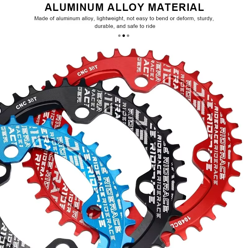 RIDERACE vélo manivelle plateau 104BCD forme ronde étroite large 32T/34T/36T/38T VTT pédalier roue à chaîne plaque unique