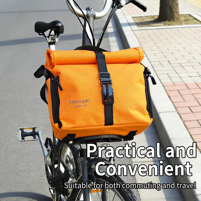 Heasygo 2517 sac de vélo adapté au vélo pliant Brompton Dahon avec nez de cochon, sac multifonctionnel étanche de grande capacité 7-10L