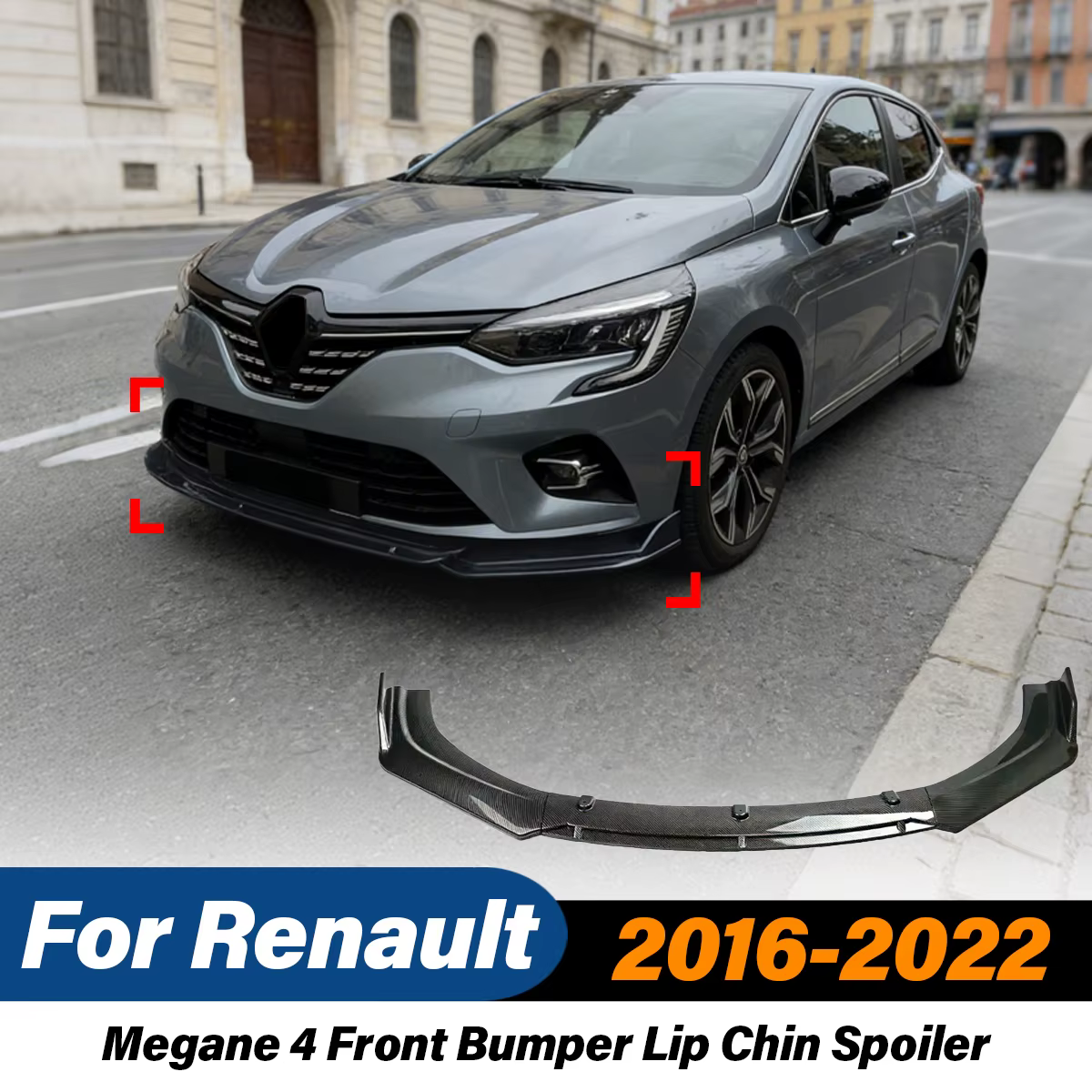 Lèvre de Pare-Chocs Avant Splitter Sport pour Renault Megane 4 2016 2017 2018 2019 2020 2021 2022 Spoiler Jupe Chin Guard Protection Accessoires Extérieurs de Voiture Kit en ABS Noir Mat