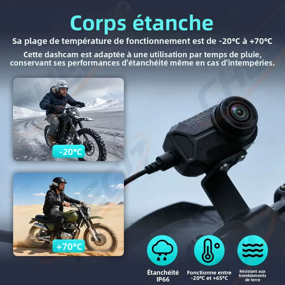 Nouvelle Caméra de Conduite Moto 2K HD IP65 pour Vélo Électrique
