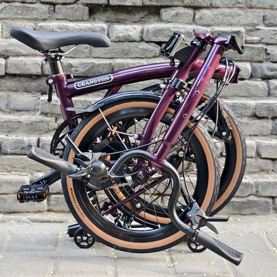 CRANSTON R9 violet 16 pouces 9 vitesses c-brake Portable 4130 CRMO Tri Fold cadre 349 roue rétro vélo pliant M /S guidon