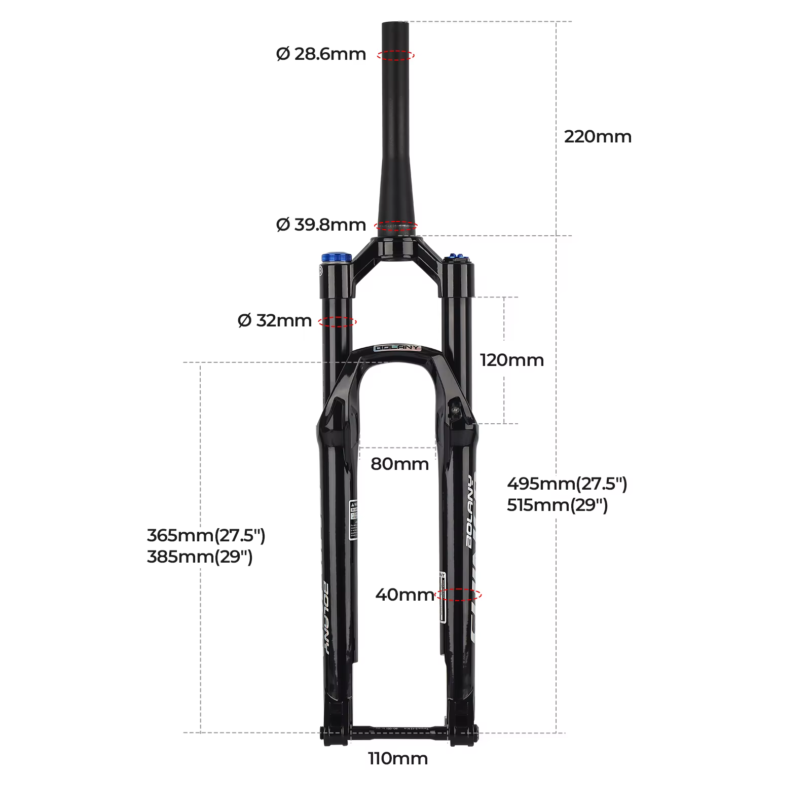 Fourche de vélo à suspension à huile pneumatique de voyage