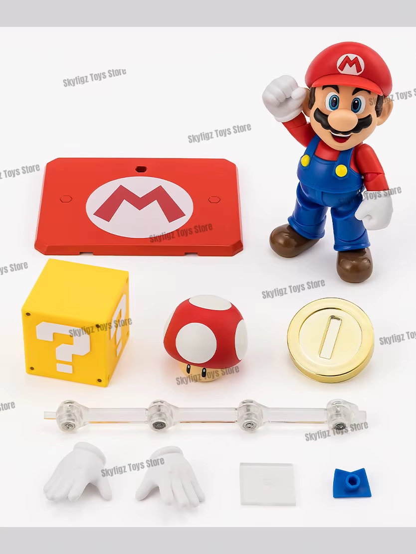 En stock Nouveau Pack d'accessoires de scène Bandai SHF Super Mario Mario Luigi Bowser Yoshi Collection de figurines articulées Cadeau