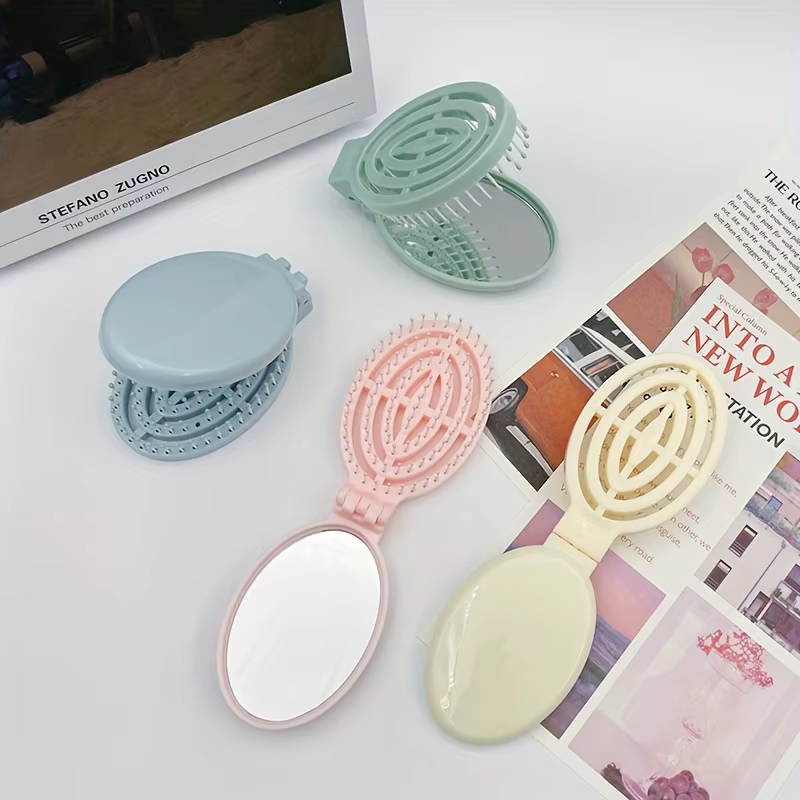 Brosses à cheveux de voyage pliables avec miroir, brosse à cheveux de poche pliante Portable, Mini peigne à cheveux, peigne de Massage pour cheveux de taille compacte