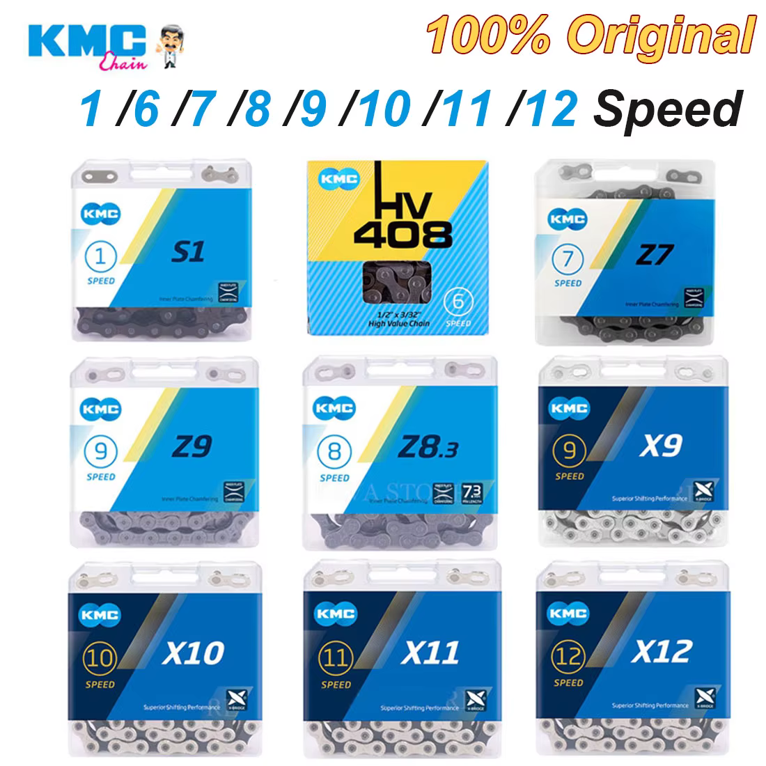 KMC chaîne vtt 12 11 10 9 8 7 6 vitesses vélo de route courant X12 X11 X10 X9 X8 S1 chaînes