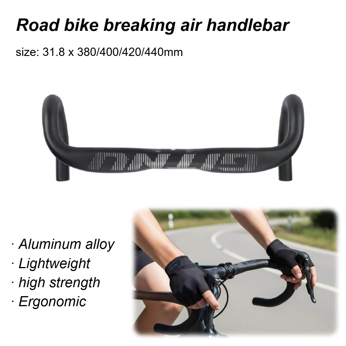 Guidon de vélo de route en alliage d'aluminium